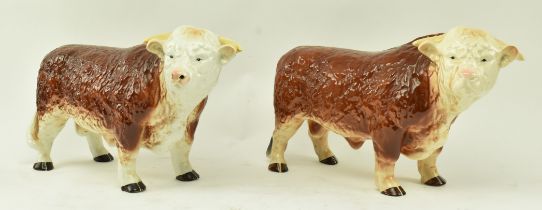 MELBA WARE - TWO VINTAGE CERAMIC BULL FIGURINES