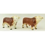 MELBA WARE - TWO VINTAGE CERAMIC BULL FIGURINES