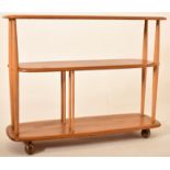 ERCOL - MODEL 361 - MID CENTURY BEECH & ELM TROLLEY BOOKCASE