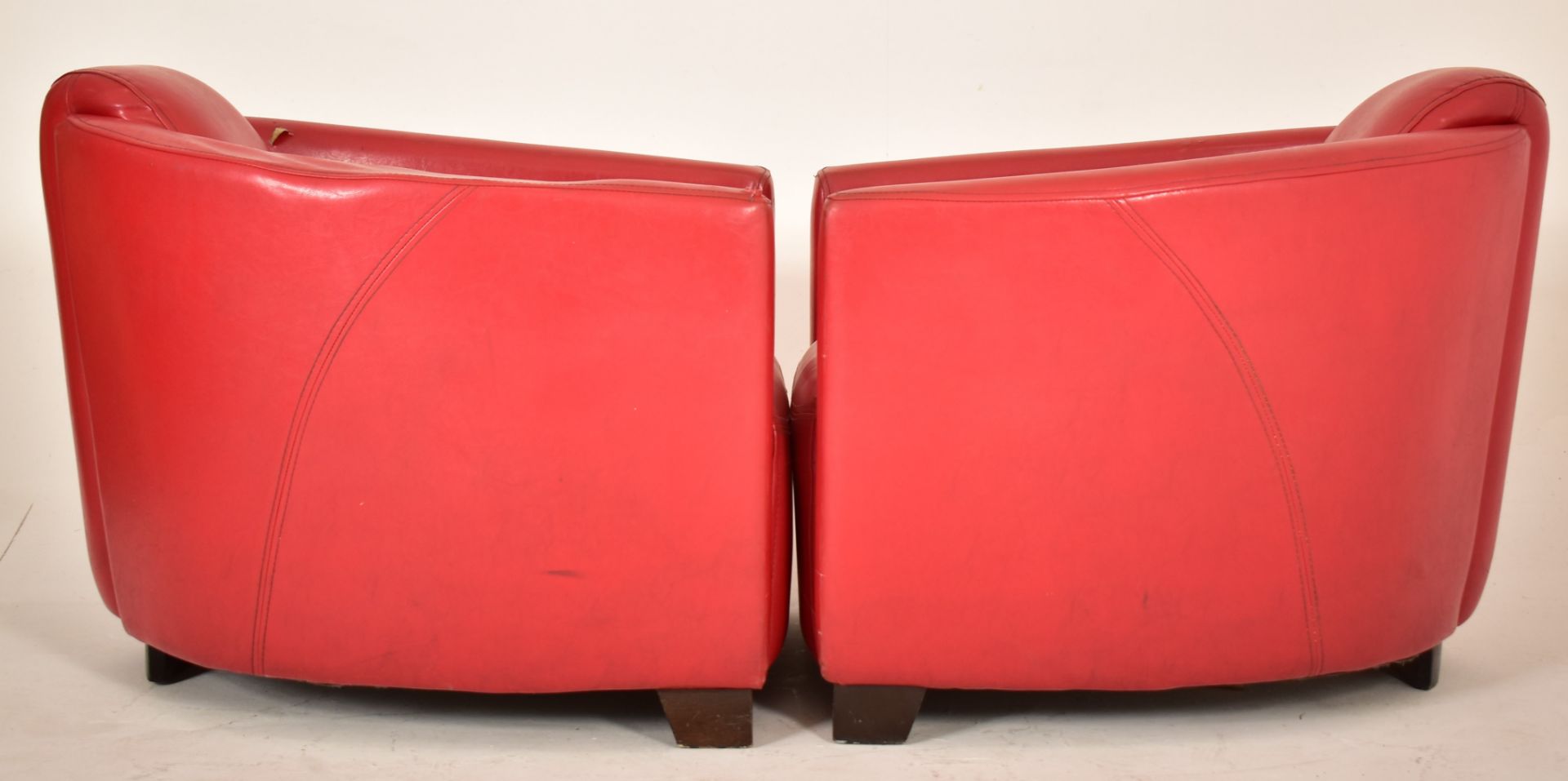 PAIR OF RETRO 20TH CENTURY AVIATION RED LEATHER ARMCHAIRS - Image 7 of 8