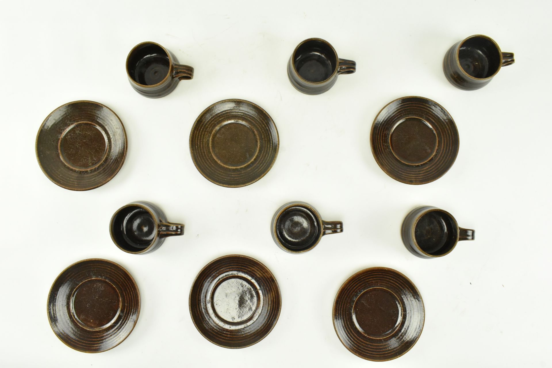 SCOTT MARSHALL - BOSCEAN POTTERY - SET OF SIX CUPS & SAUCERS - Image 3 of 8