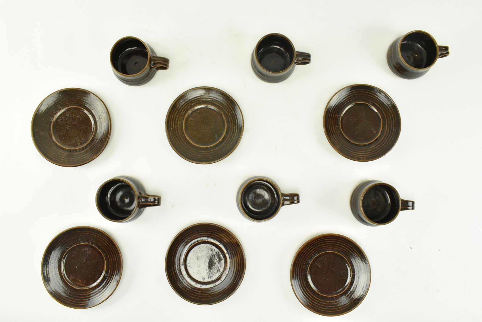 SCOTT MARSHALL - BOSCEAN POTTERY - SET OF SIX CUPS & SAUCERS - Bild 3 aus 8