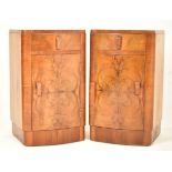 PAIR OF 20TH CENTURY ART DECO WALNUT BEDSIDE CUPBOARDS