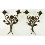 PAIR OF 20TH CENTURY WORKED METAL WALL SCONCES