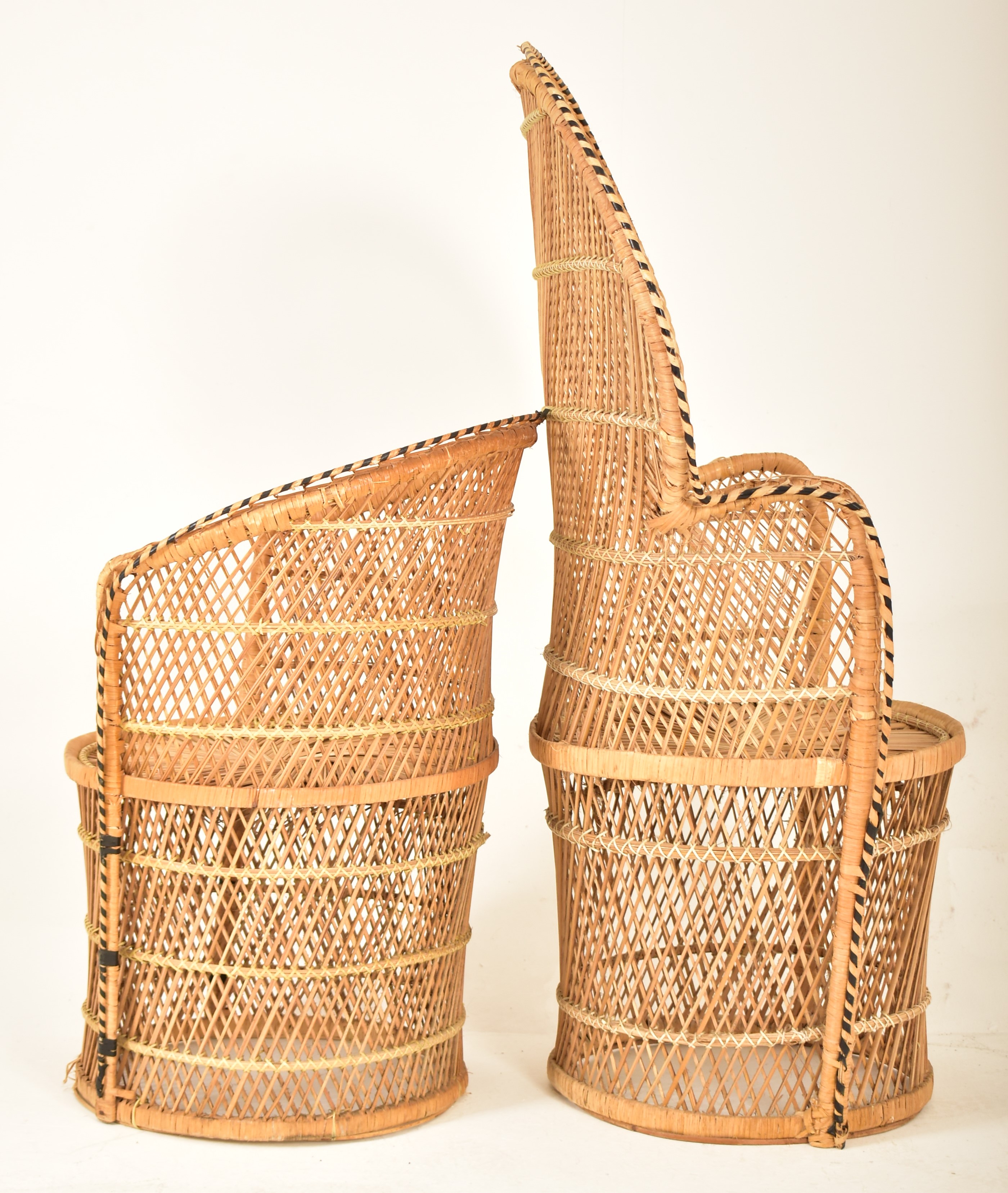 TWO RETRO 20TH CENTURY 1970S WICKER PEACOCK CHAIRS - Image 5 of 5