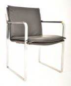 KNOLL - 20TH CENTURY POLISHED STEEL AND LEATHER ARMCHAIR