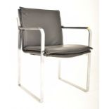 KNOLL - 20TH CENTURY POLISHED STEEL AND LEATHER ARMCHAIR