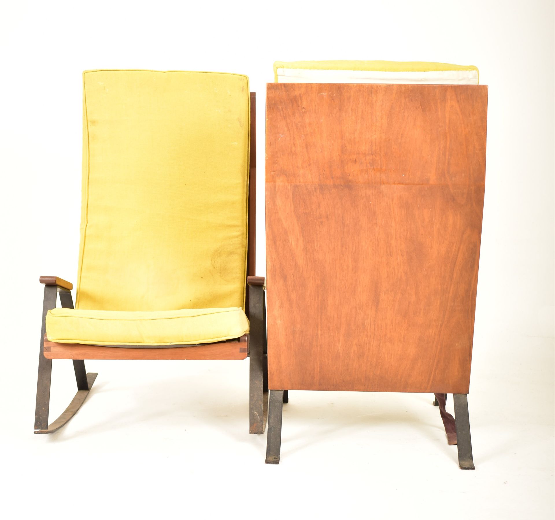 PAIR OF RETRO 20TH CENTURY TEAK AND METAL FRAMED ARMCHAIRS - Image 2 of 6