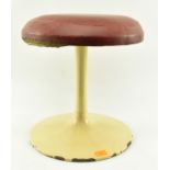 RETRO 20TH CENTURY LEATHER & METAL TULIP STYLE STOOL