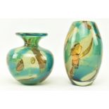 MDINA - TWO TIGER PATTERN POLYCHROME GLASS VASES