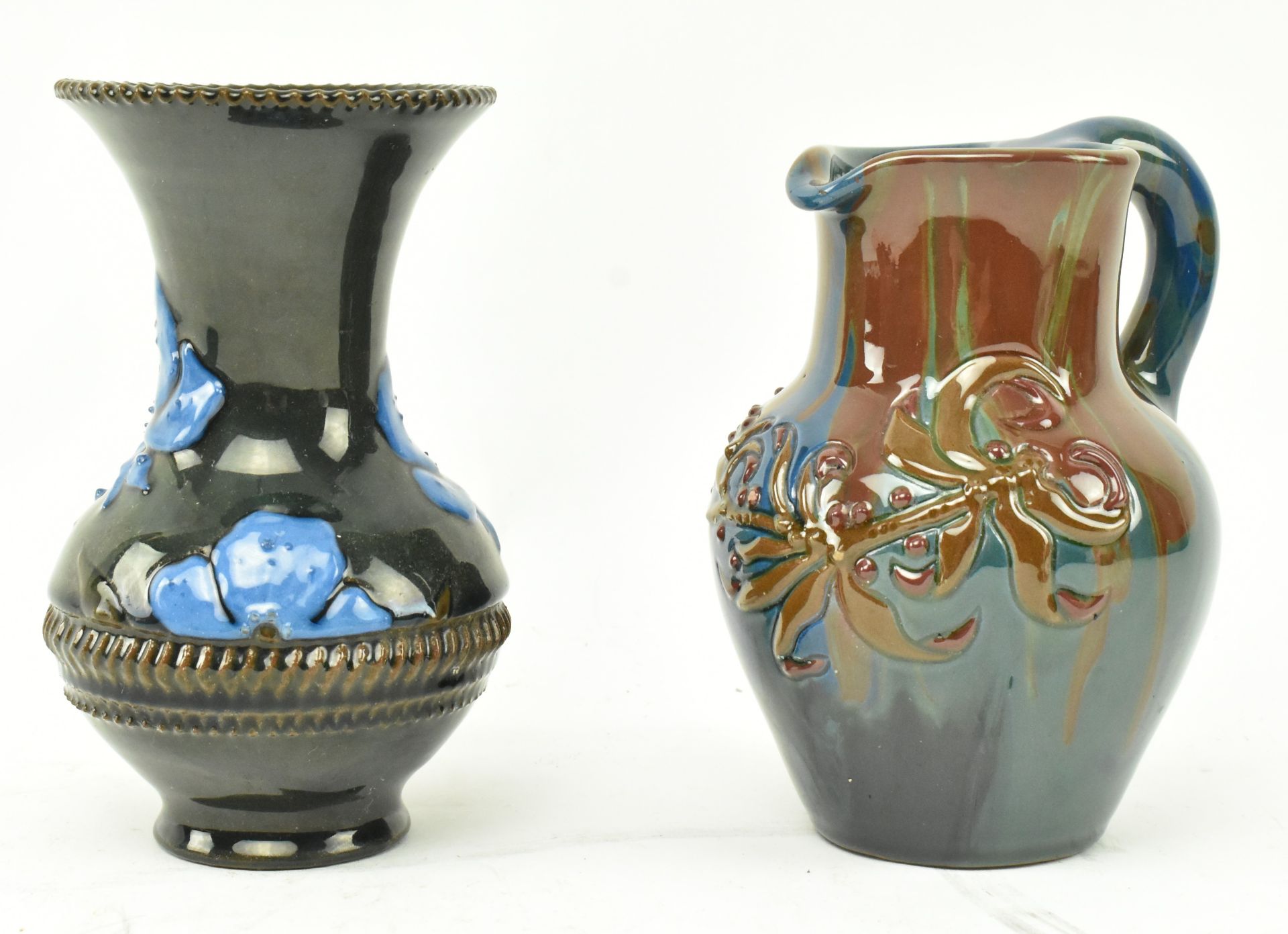 ELTONWARE POTTERY, CLEVEDON - FOUR GLAZED SHAPED VASES - Image 6 of 8