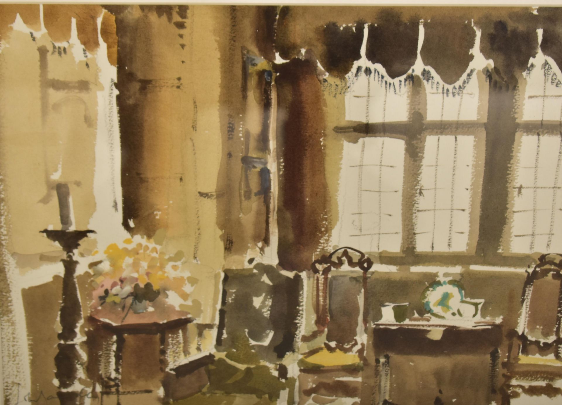 JOHN YARDLEY - 'THE BROWN PARLOUR' - WATERCOLOUR ON PAPER