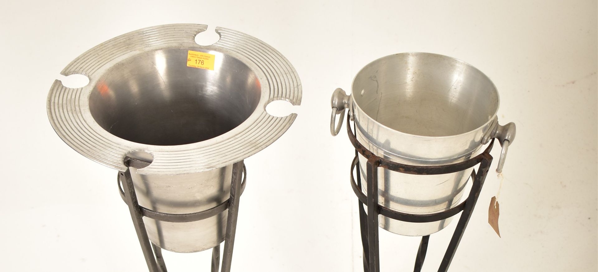 TWO RETRO 20TH CENTURY CHAMPAGNE ICE BUCKETS ON STANDS - Image 2 of 5