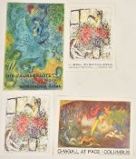 FOUR VINTAGE MARC CHAGALL OFFSET LITHOGRAPHS POSTERS