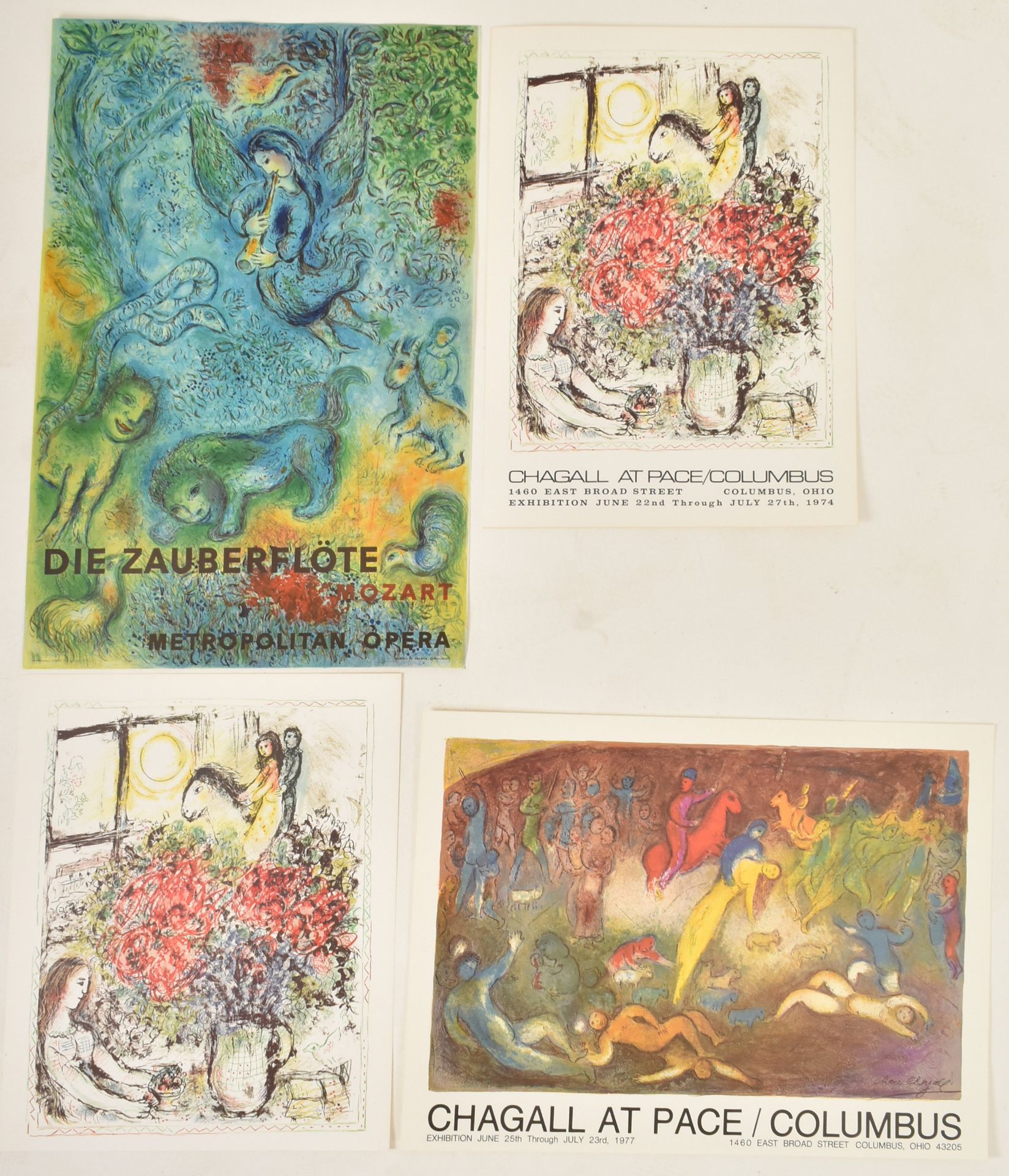 FOUR VINTAGE MARC CHAGALL OFFSET LITHOGRAPHS POSTERS