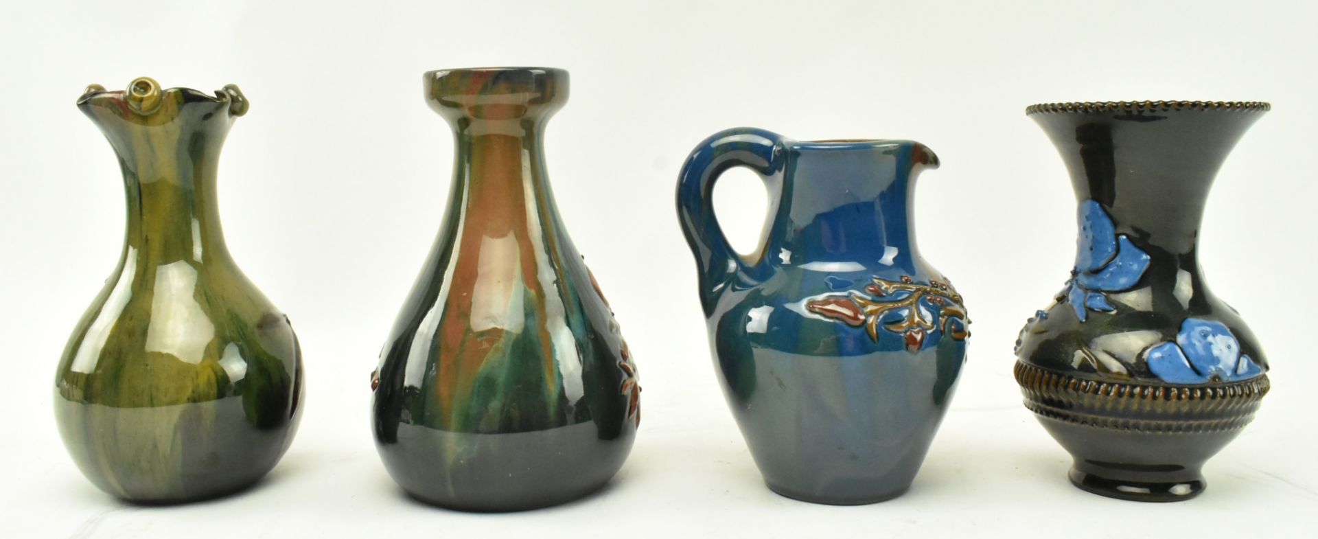 ELTONWARE POTTERY, CLEVEDON - FOUR GLAZED SHAPED VASES - Image 2 of 8