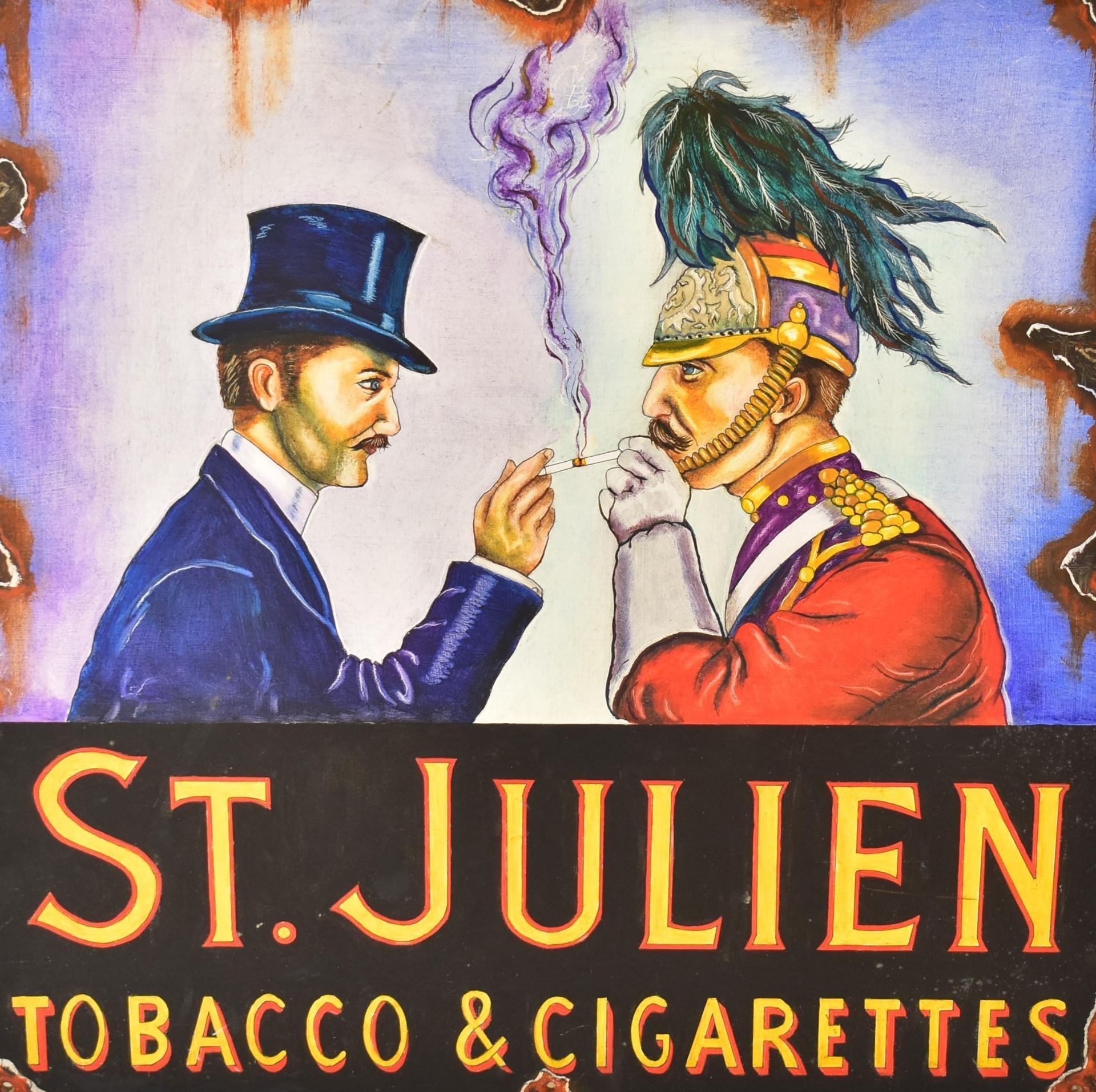 ST. JULIEN - OIL ON BOARD ARTIST IMPRESSION OF AN ENAMEL SIGN