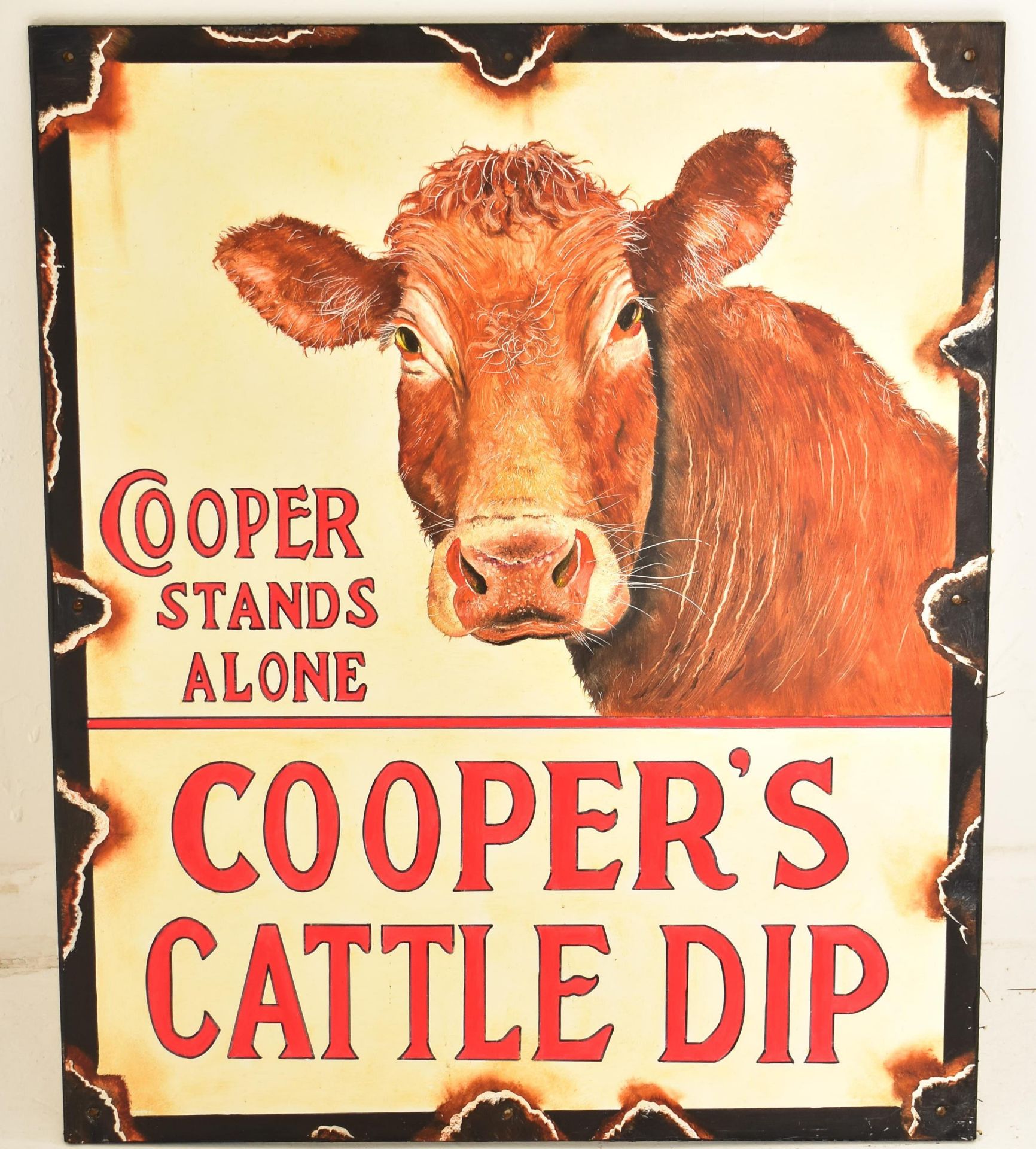 COOPER'S CATTLE DIP - OIL ON BOARD ARTIST IMPRESSION OF A SIGN