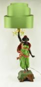 VINTAGE 20TH CENTURY BLACKAMOOR GYPSY TABLE LAMP