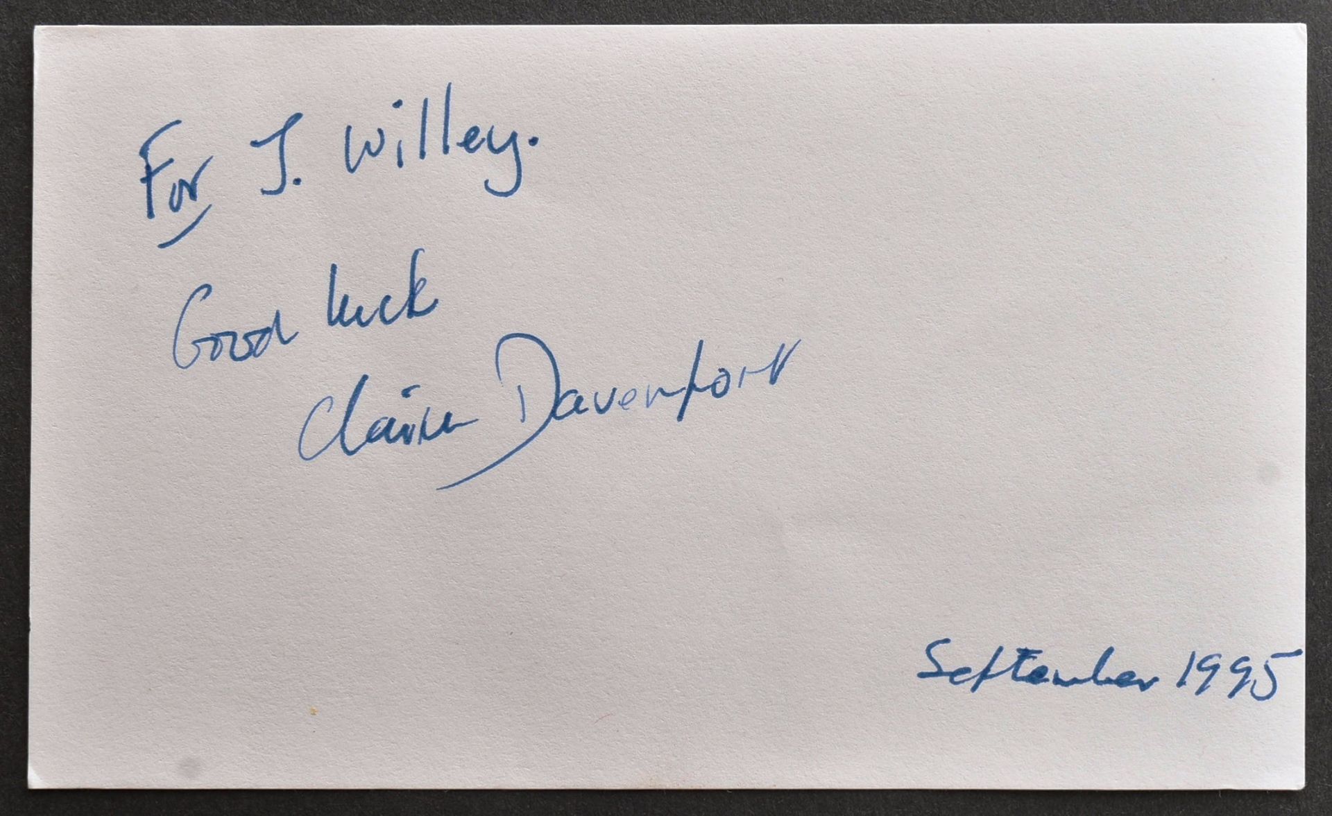 STAR WARS - CLAIRE DAVENPORT (1933-2002) - SIGNED CARD