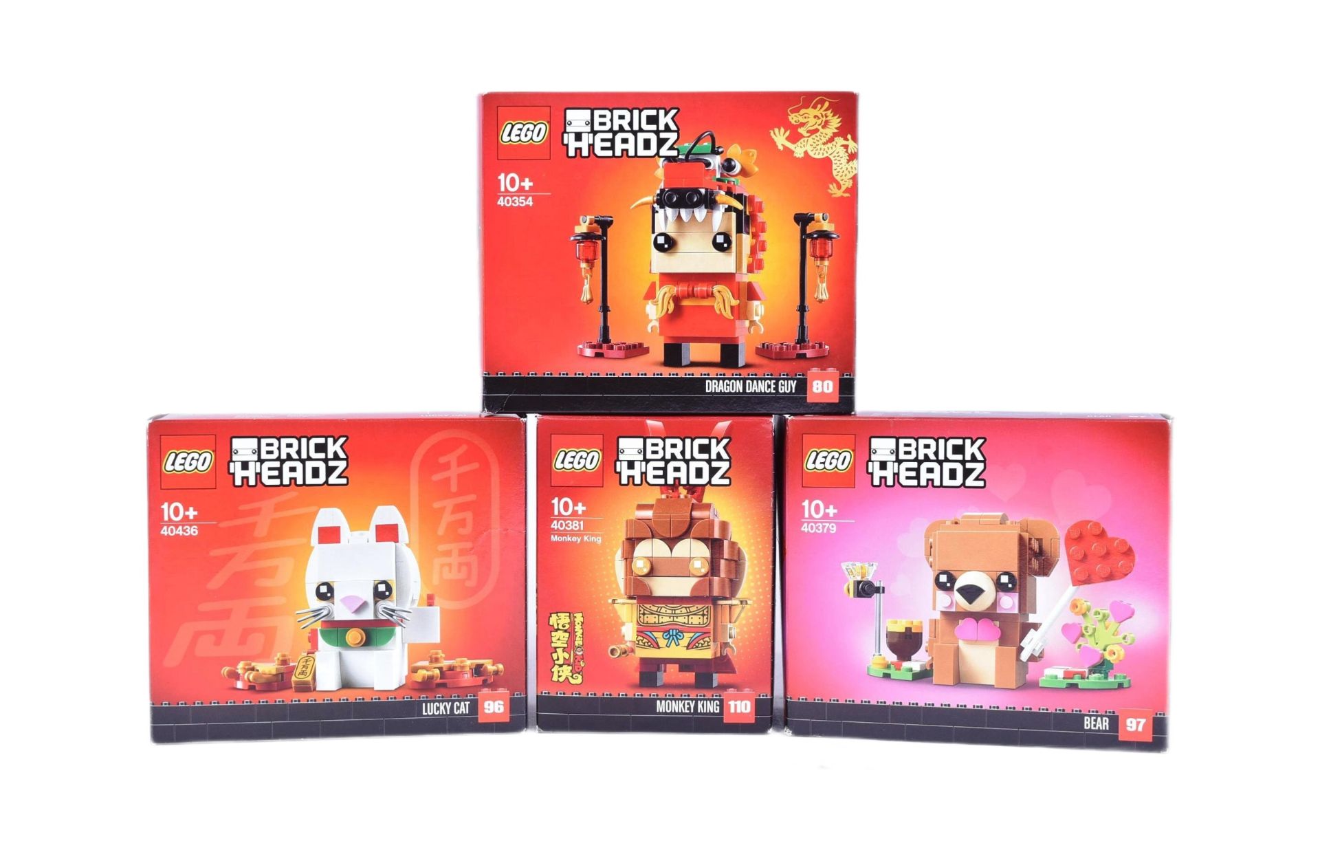 LEGO - BRICKHEADZ - BEAR, LUCKY CAT, DRAGON DANCE GUY & MONKEY KING