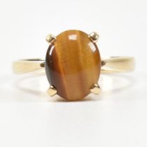 HALLMARKED 9CT GOLD & TIGERS EYE SOLITAIRE RING