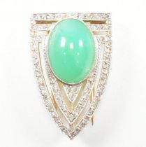 1930S ART DECO DIAMOND & CHALCEDONY DRESS CLIP