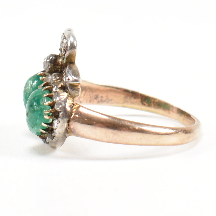 19TH CENTURY VICTORIAN EMERALD & DIAMOND TWIN HEART RING - Image 4 of 9