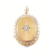 VICTORIAN PEARL & YELLOW METAL LOCKET NECKLACE PENDANT