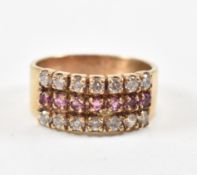 HALLMARKED 9CT GOLD RUBY & CZ RING