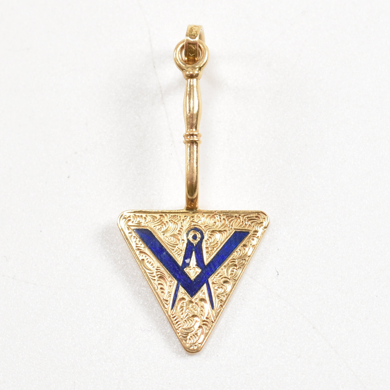 SWEDISH 18CT GOLD & ENAMEL MASONIC PENDANT TROWEL - Image 2 of 8