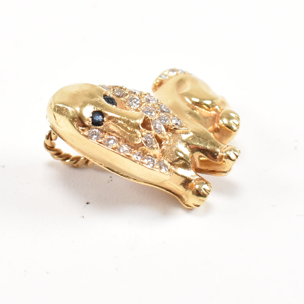 FRENCH 18CT GOLD SAPPHIRE & DIAMOND PENDANT DOG - Image 3 of 5