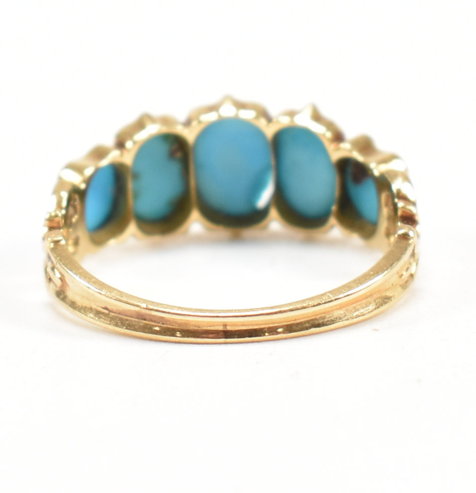 19TH CENTURY VICTORIAN FIVE STONE TURQUOISE SET RING - Image 7 of 8