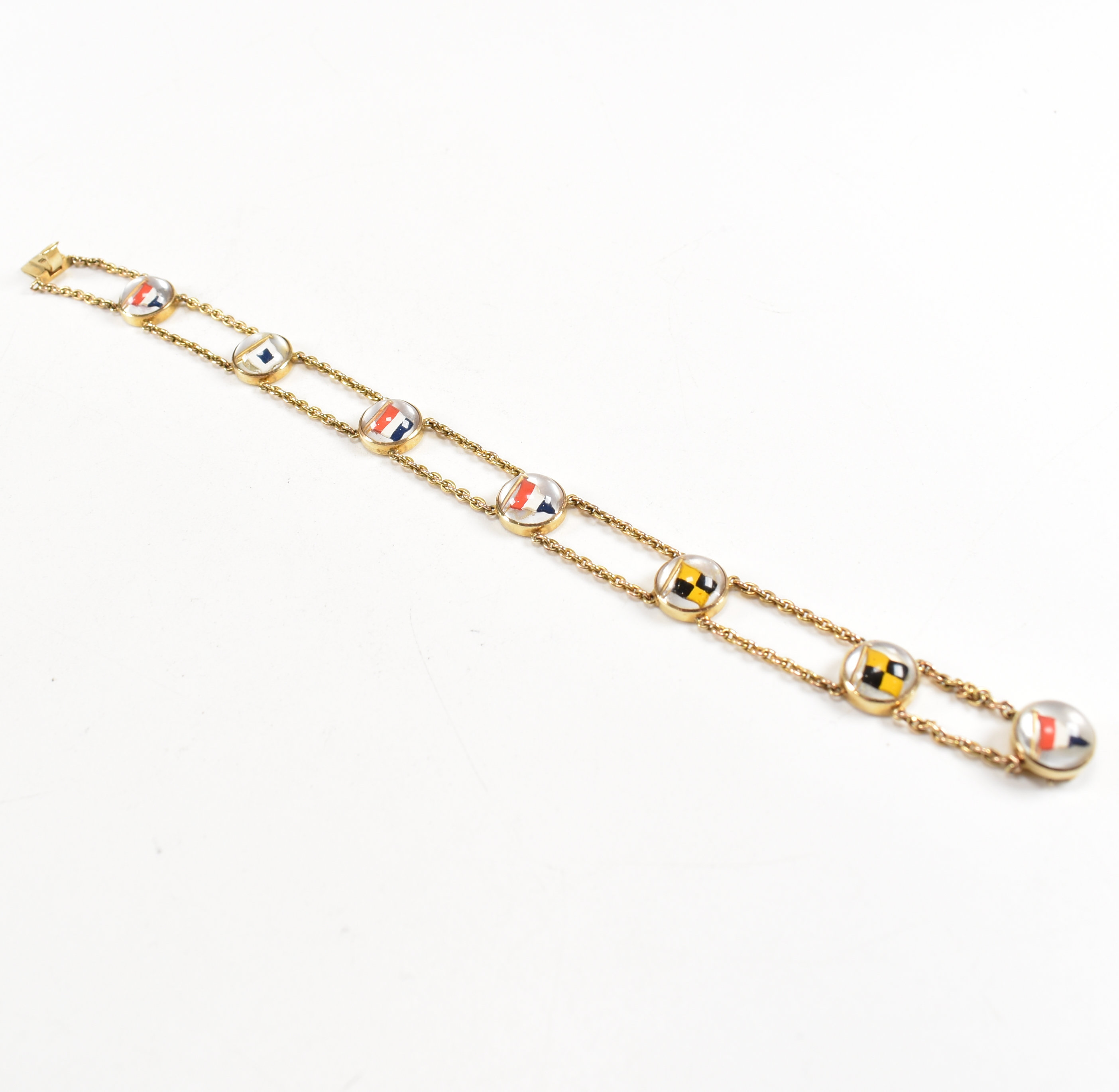 EDWARDIAN 15CT GOLD ESSEX CRYSTAL NAUTICAL PENNANT BRACELET - Image 4 of 7