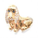 FRENCH 18CT GOLD SAPPHIRE & DIAMOND PENDANT DOG