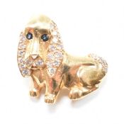 FRENCH 18CT GOLD SAPPHIRE & DIAMOND PENDANT DOG