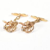 PAIR OF ANTIQUE EDWARDIAN GOLD & DIAMOND EAGLE CUFFLINKS