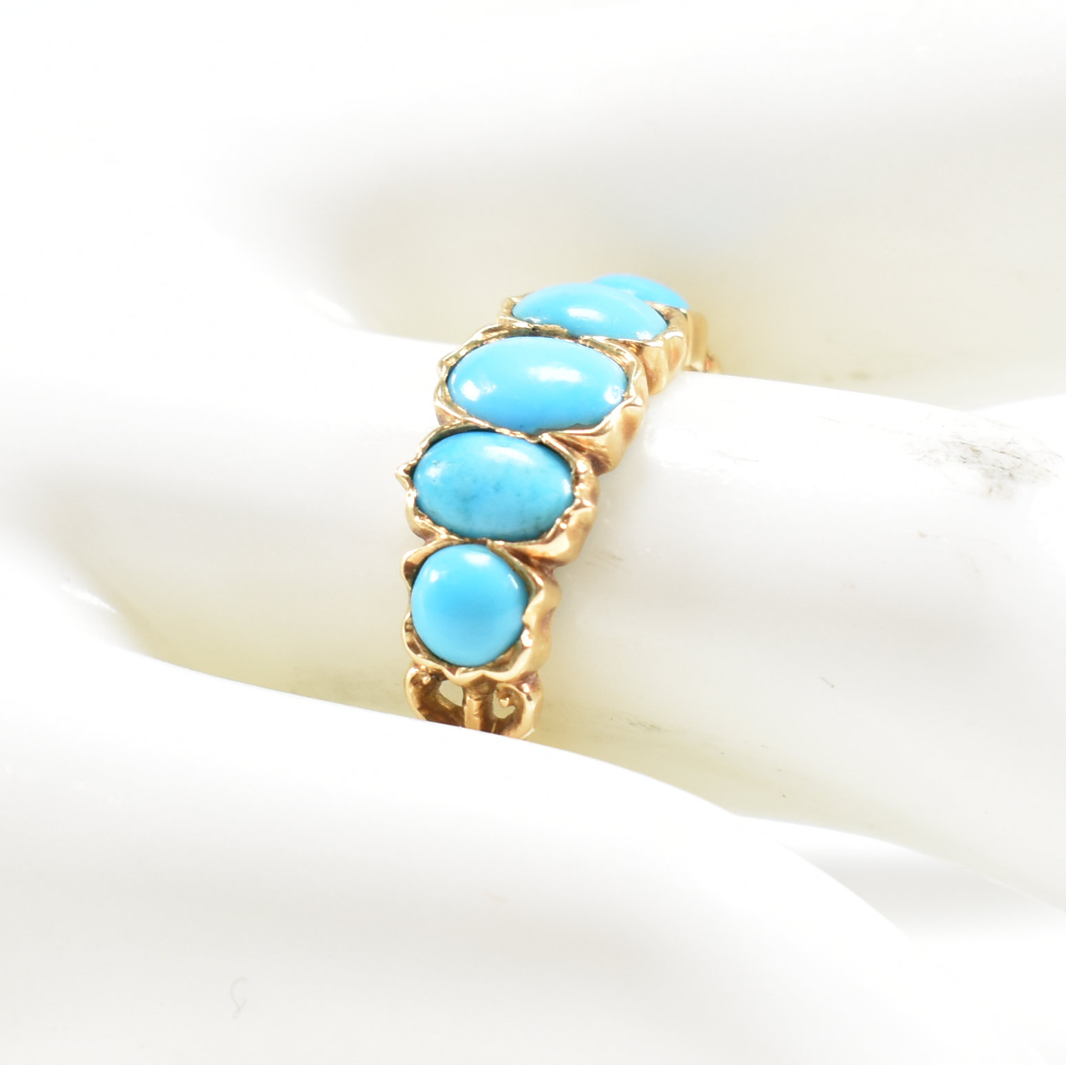 19TH CENTURY VICTORIAN FIVE STONE TURQUOISE SET RING - Image 8 of 8