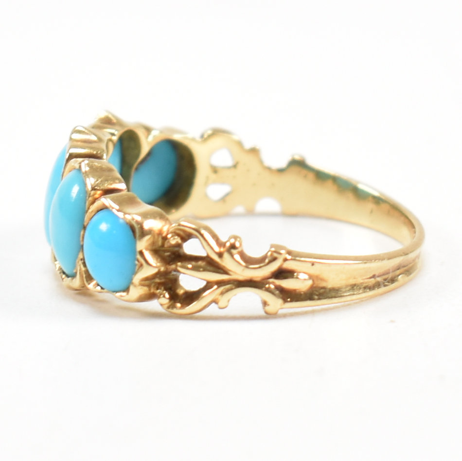 19TH CENTURY VICTORIAN FIVE STONE TURQUOISE SET RING - Image 5 of 8