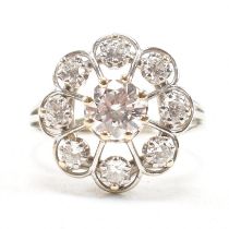 FRENCH 18CT WHITE GOLD & DIAMOND CLUSTER RING