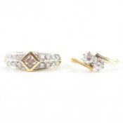 TWO HALLMARKED 14CT GOLD & CZ DRESS RINGS