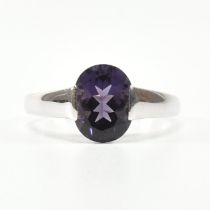 HALLMARKED 9CT WHITE GOLD & AMETHYST SOLITAIRE RING