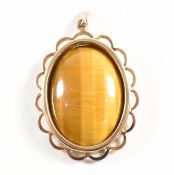 HALLMARKED 9CT GOLD & TIGERS EYE NECKLACE PENDANT