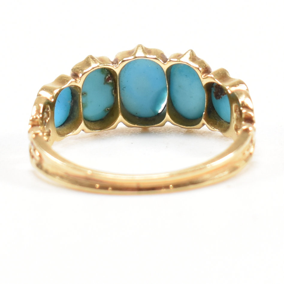 19TH CENTURY VICTORIAN FIVE STONE TURQUOISE SET RING - Image 6 of 8