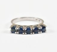 14CT WHITE GOLD & SAPPHIRE FIVE STONE RING