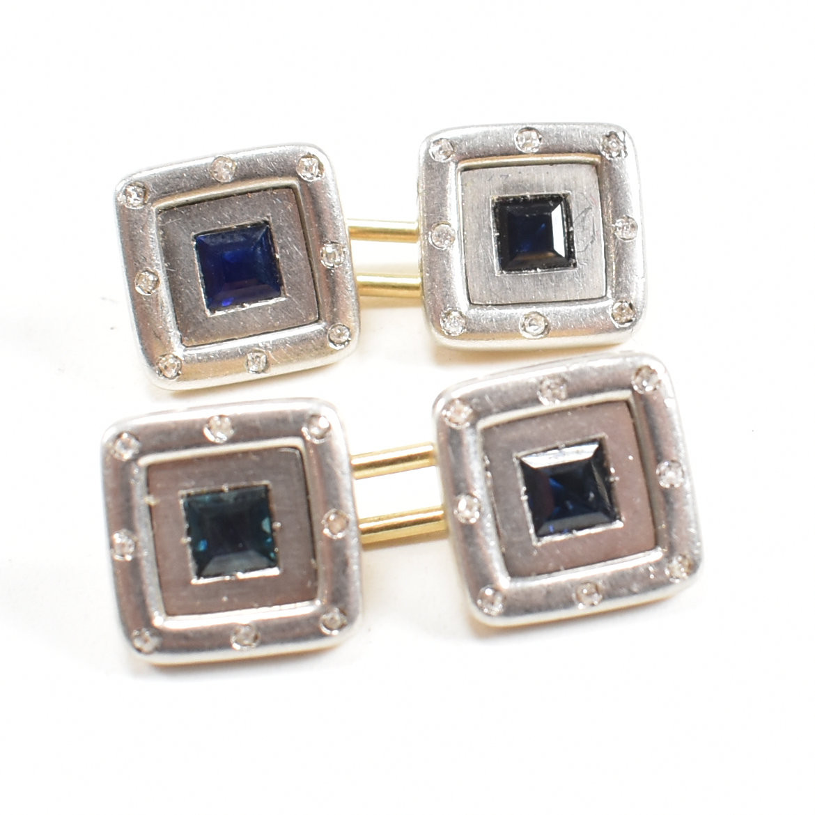 PAIR OF ART DECO SAPPHIRE & DIAMOND CUFFLINKS - Image 6 of 6