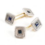 PAIR OF ART DECO SAPPHIRE & DIAMOND CUFFLINKS