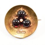 FRENCH 18CT GOLD GARNET & PEARL CLUB BROOCH PIN