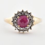 9CT GOLD RUBY & DIAMOND CLUSTER RING