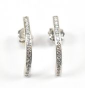 HALLMARKED 18CT WHITE GOLD DIAMOND CURVED LINE EARRINGS